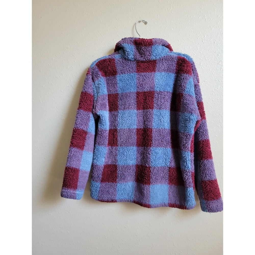 Eddie Bauer Fleece Jacket Womens Blue Purple Burgundy 1/4 Zip Pullover Fuzzy M - Picture 7 of 14